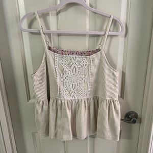Anthropologie Peplum Embroidered Tank, Size Med
